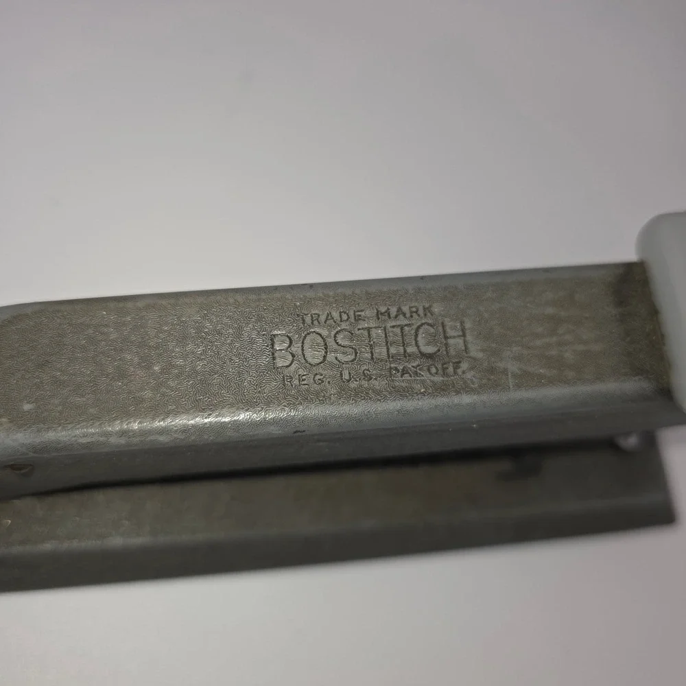 Vintage Bostitch B8 Stapler Grey Metal Industrial Mid Century Modern Office Desk